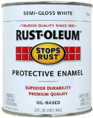 Stops Rust White Semi-Gloss Oil-Based Paint, Qt.
