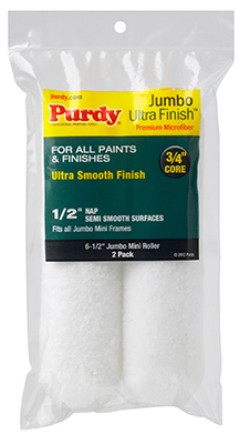 Ultra Finish Jumbo Mini Paint Roller Cover, 6-1/2 x 1/2 In. Nap, 2-Pk.