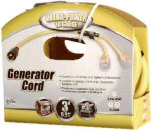 10-Guage Generator Adapter Cord, 3 Ft.