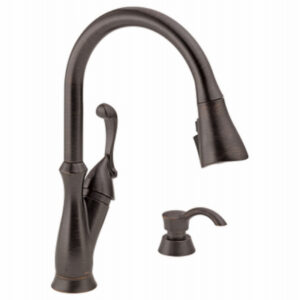 Arabella Single Handle, High Arc Kitchen Faucet, Pull-Down Spray, ShieldSpray Technology, Soap Dispenser, Venetian Bronze