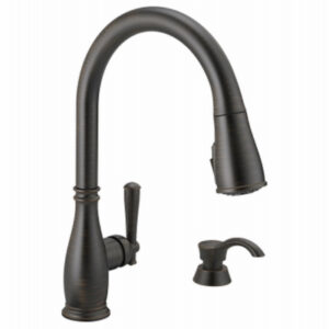 Charmaine Single Handle, High Arc Kitchen Faucet, Pull-Down Spray, ShieldSpray Technology, Soap Dispenser, Venetian Bronze