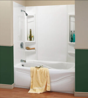 Finesse 5-Pc. Bathtub Wall Surround, Polystyrene, Glue Up Installation, White, 59 - 61 x 34 In. High