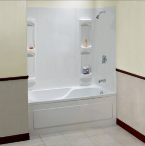 Utah 5-Pc. Bathtub Wall Surround, Polystyrene, Glue Up Installation, White, 59 - 60 x 31.75 In. High