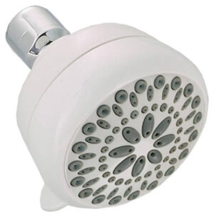 7-Spray Shower Head, Fixed Mount, White, 2.0 GPM