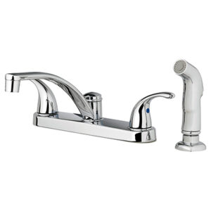 Kitchen Faucet With Side Spray, 2 Decorative Lever Handles, Chrome