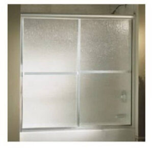 Bathtub & Shower Door, Bypass, Silver With Rain Glass, 59.375 In.