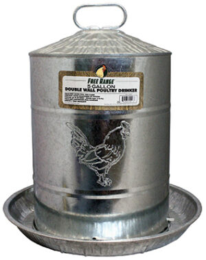 Poultry Drinker Double-Wall Galvanized Steel, 5 Gallon