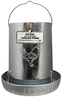 Hanging Poultry Feeder, Galvanized Steel, 30 Lb. Capacity
