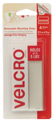 Removable Mounting Stripes, 3/4 x 3.5 In. 4-Pk.