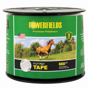 Electric Fence Poly Tape, White, 1.5-In. x 660-Ft.