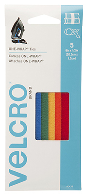 ONE-WRAP Fastener Ties, Multi-Color, 8 x 1/2 In., 5 Ct.
