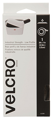 Industrial Strength Fastening Tape, Low Profile, Black, 3 Ft. x 1 In.