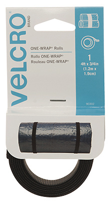 ONE-WRAP Fastening Roll, Black, 4 Ft. x 3/4 In.