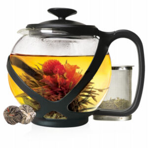 Primula Tempo Teapot & Infuser, Glass/Black Plastic, 40 oz.