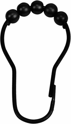Roller Shower Curtain Hooks, Black, 12-Pk.