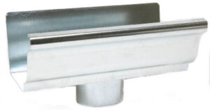 End Piece With Drop For 4 In. Gutter, Mill Finish Galvanized Steel, 4 In.