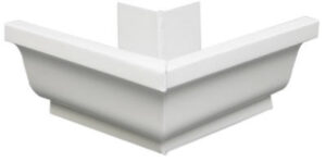 Gutter Outside Mitre, White Galvanized Steel, 5 In.