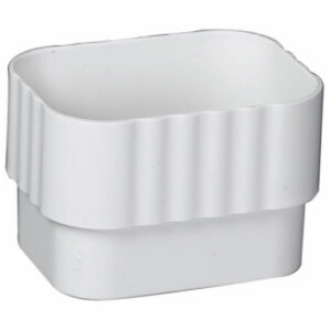 Downspout Connector, Traditional, Vinyl, White, 2 x 3-In.