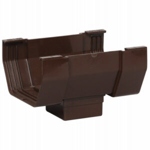 Center Drop Outlet for Brown Vinyl Contemporary Gutter, 5-In.