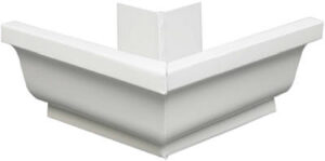 Gutter Outside Mitre, White Aluminum, 5 In.