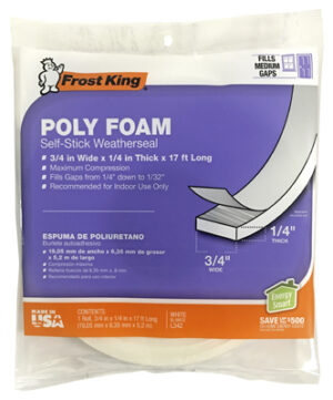 Foam Weatherseal Tape, 3/4W x 1/4 In. T x 17 Ft.