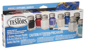 9-Color Model Car Paint Set & Brushes, 1/4 oz. ea.
