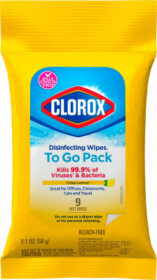 Disinfecting To Go Wipes, Crisp Lemon Scent, 9-Ct.