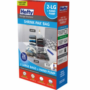 Shrink Pak Vacuum Storage Bags & Hand Pump, 2 Large Bags