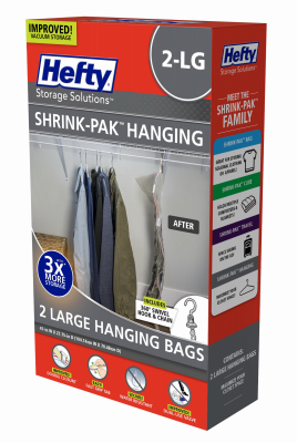 Shrink Pak Vacuum Storage Bags, 2 Large Hanging Bags