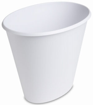 Oval Vanity Wastebasket, Slim, White, 2.5 Gallon