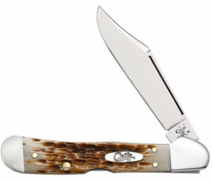 Peach Seed Jig Amber Bone Mini CopperLock Pocket Knife