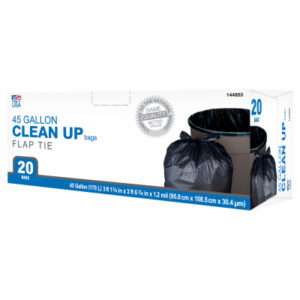 Clean Up Trash Bags, Extra Large, Black, 45 Gallons, 20-Ct.
