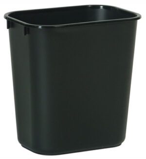Office Wastebasket, Black, Rectangle, 28-1/8 Qt.