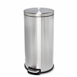 Step Trash Can, Stainless Steel, Round, 7.9-Gal.
