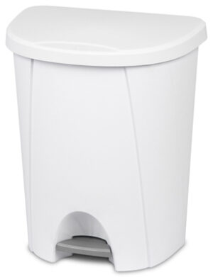Step-On Wastebasket, White, 6.6-Gal.