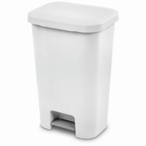 Step-On Kitchen Wastebasket, White, 11.9-Gallons