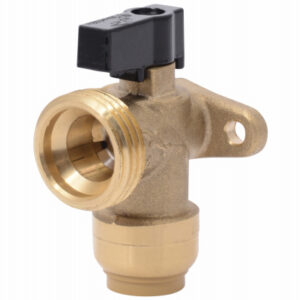 Push-To-Connect Washing Machine Angle Valve, Brass, 1/2 x 3/4 In.