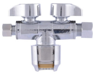 Push-To-Connect Dual Stop Valve, 1/2 x 3/8 x 1/4 In.