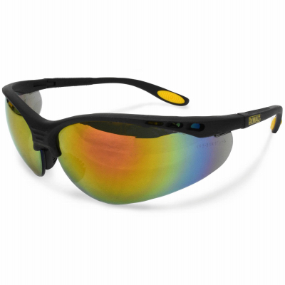 Reinforcer Pro Safety Glasses, Black Frame, Fire Mirror Lens