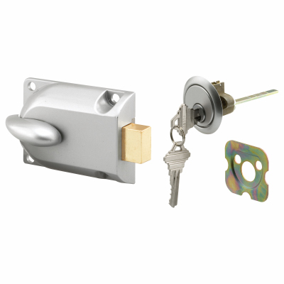 Garage Door Deadbolt Lock, Center Mount, Keyed Cylinder, Diecast Painted Aluminum