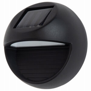 Solar Wall Lights, Round Wedge Shape, Black Metal, 2-Pk.