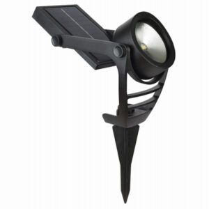 Solar Wall Mount Spotlight, Black Metal/Plastic, 100 Lumens
