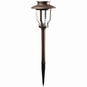 Solar Stake Light, Bronze Metal, Bubble Glass Lens