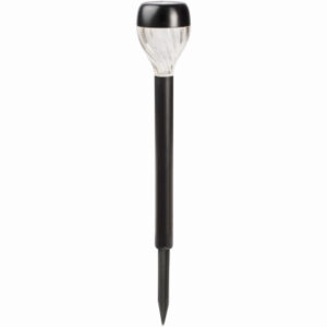 Solar Stake Light, Black Plastic, Round