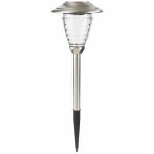 Solar Stake Light, Stainless Steel, Ribbed Glass