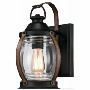 Canyon Outdoor Wall Fixture, 1 Light, Black and Barnwood Finish