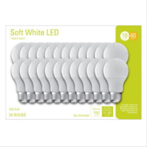 LED Warm White Light Bulbs, A19 Shape, Medium Base, 760 Lumens, 10 Watt, 24-Pk.