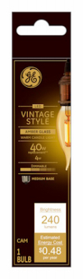 LED Vintage Candelabra Light Bulb, Medium Base, 4 Watt