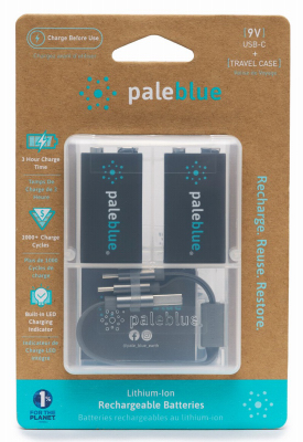 Rechargeable 9-Volt Batteries, USB Cable, 2-Pk.