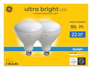 LED Ultra Bright Indoor Floodlight Bulbs, Daylight, BR40, Medium Base, 24 Watts, 2-Pk.